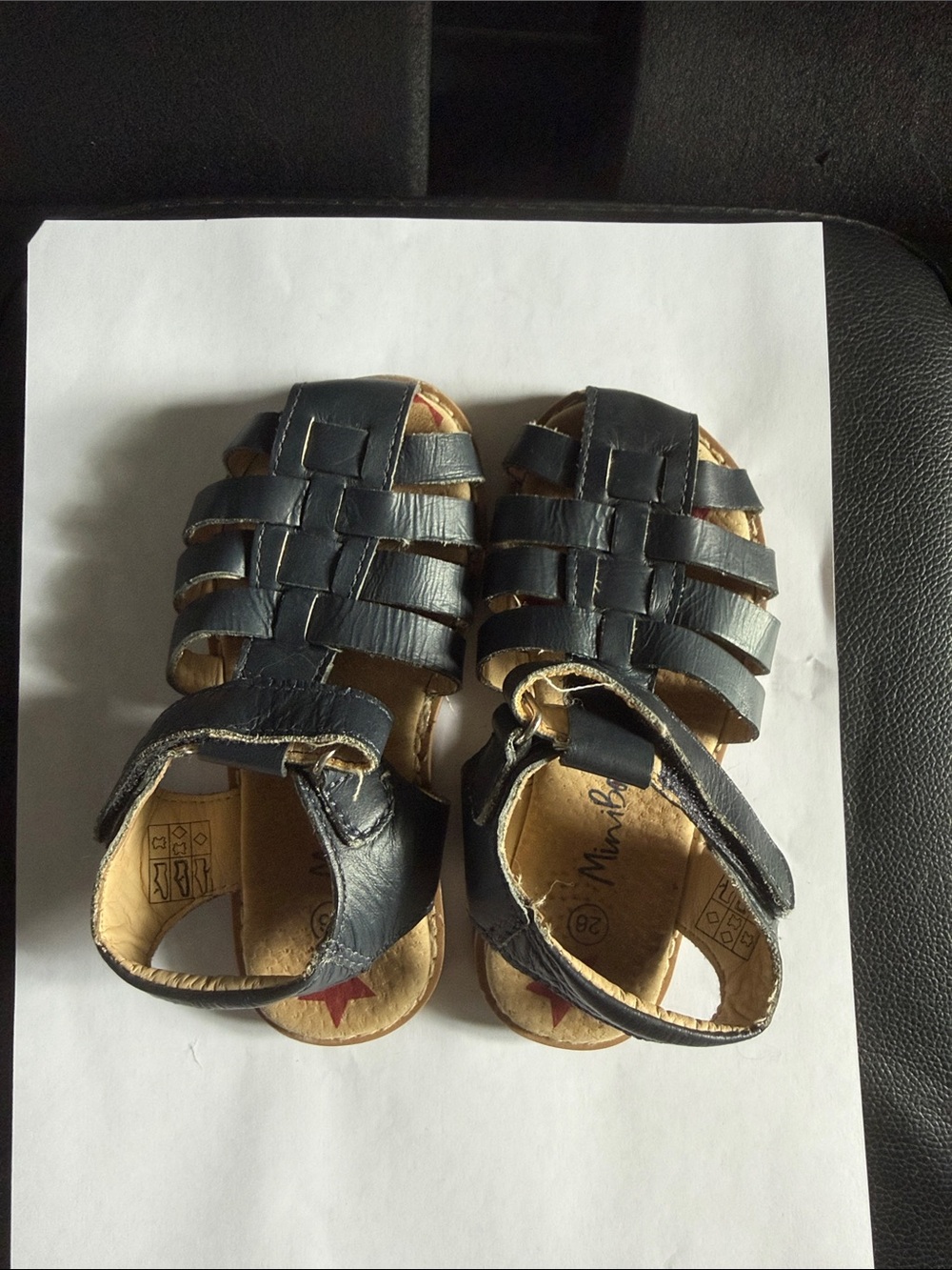 Mini Boden Kids Navy Blue Leather Fisherman Sandals